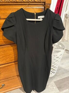 Calvin Klein Black Puff-Sleeve Midi Dress